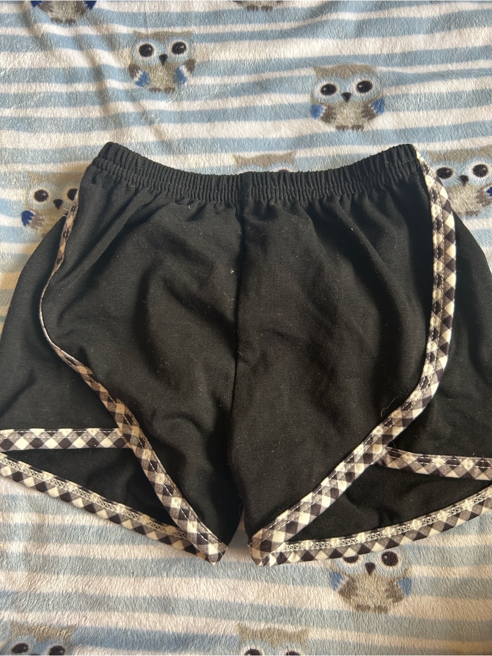 Black Athletic Shorts with Checkered Trim